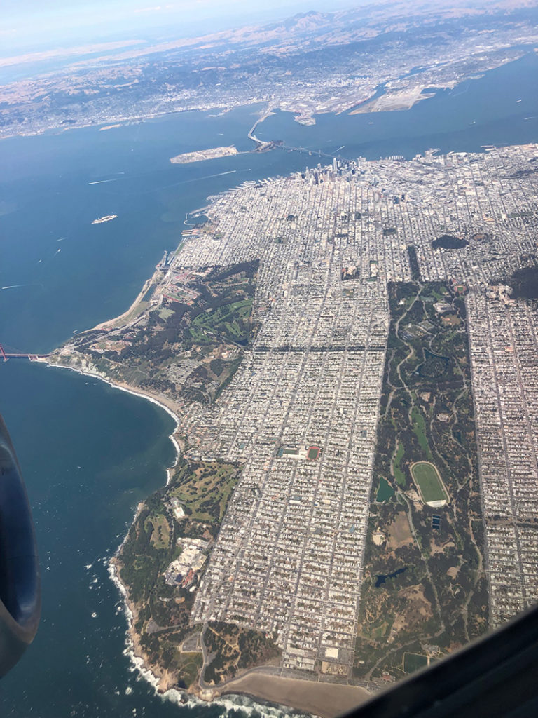 View of San Francisco looking east from a plane